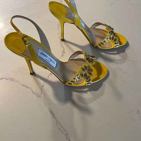 Jimmy Choo yellow heel sandals size 41 1/2 - Picture 3 of 5